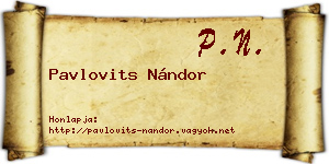 Pavlovits Nándor névjegykártya